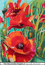 The Fairy Garden-Poppies-2, Dye on Silk